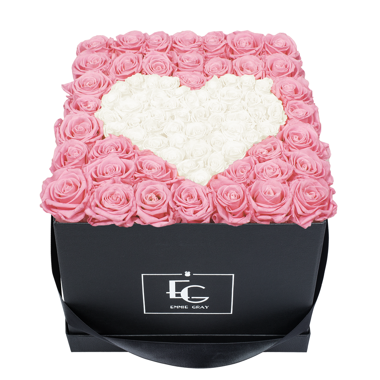 HEART SYMBOL INFINITY ROSEBOX | BRIDAL PINK & PURE WHITE | L