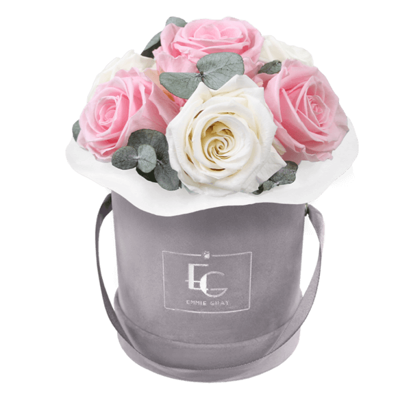 Splendid Eucalyptus Infinity Rosebox | Pure White & Bridal Pink | XS