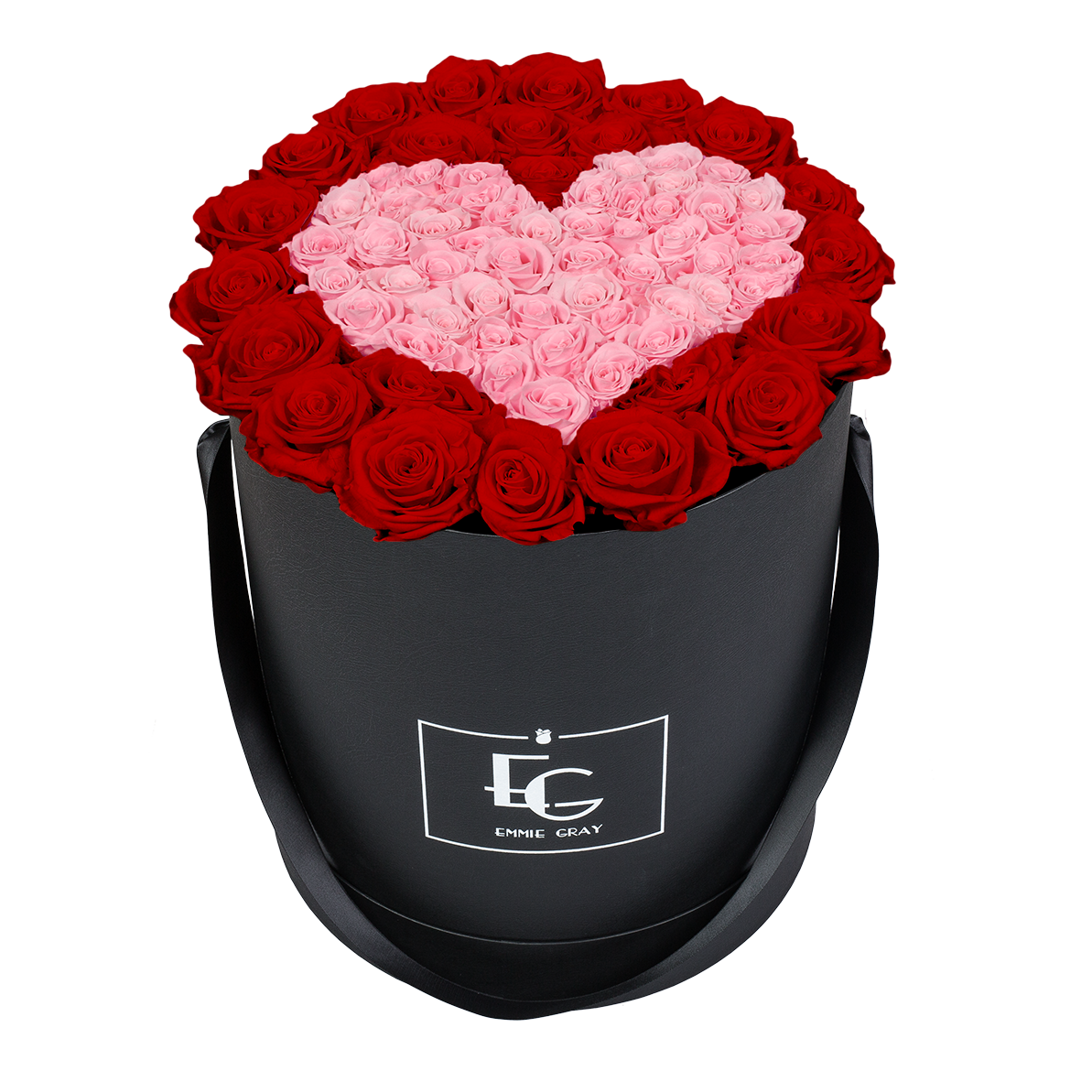 HEART SYMBOL INFINITY ROSEBOX | VIBRANT RED & BRIDAL PINK | L