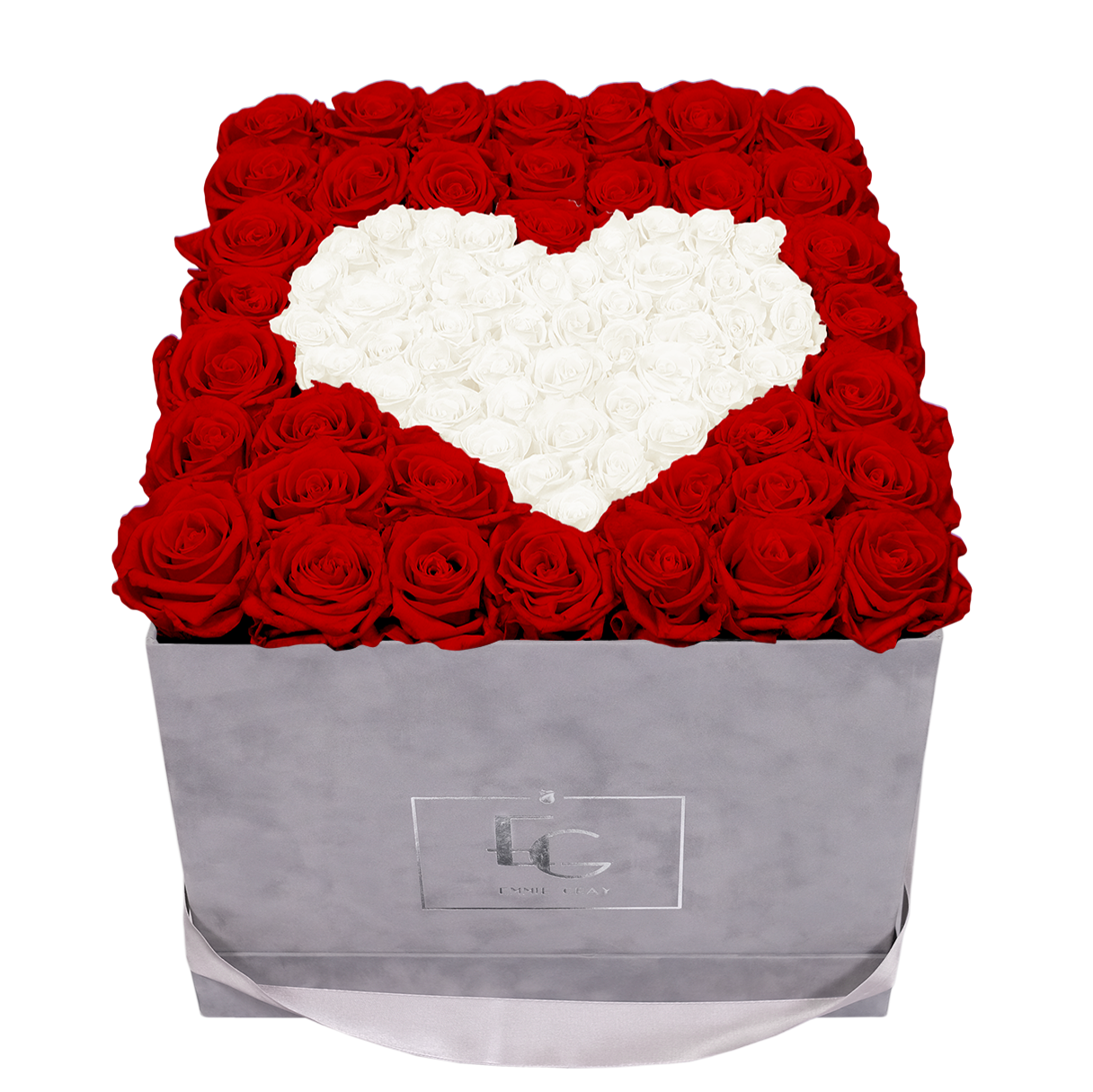 HEART SYMBOL INFINITY ROSEBOX | VIBRANT RED & PURE WHITE | L