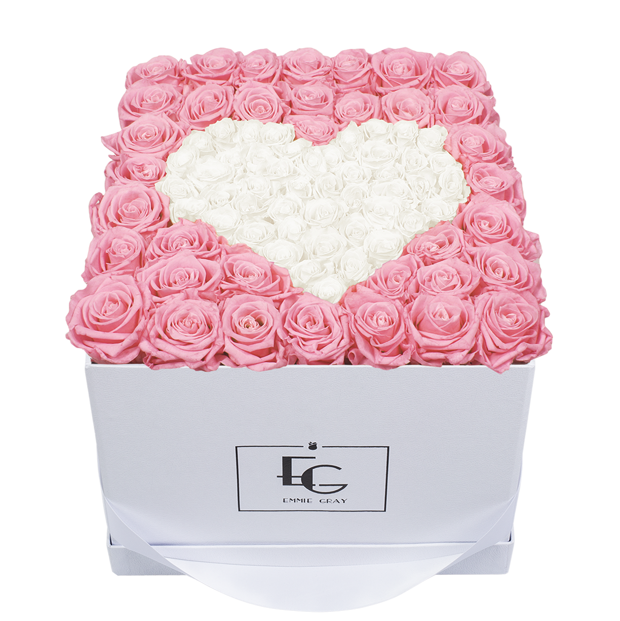 HEART SYMBOL INFINITY ROSEBOX | BRIDAL PINK & PURE WHITE | L