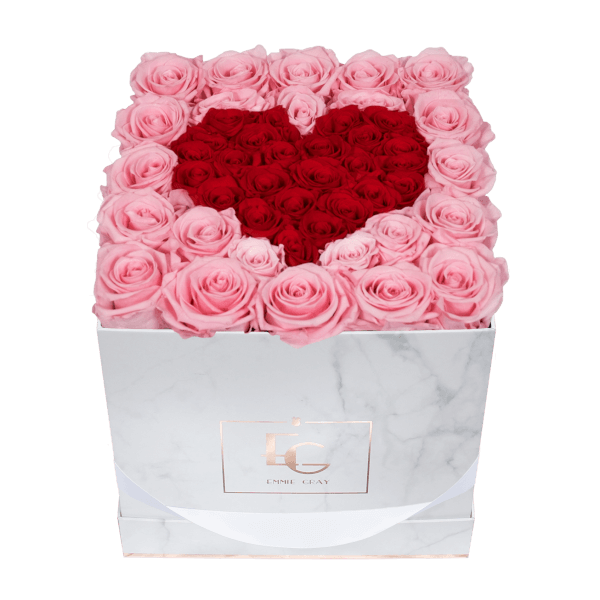 Heart Symbol Infinity Rosebox | Bridal Pink & Vibrant Red | M