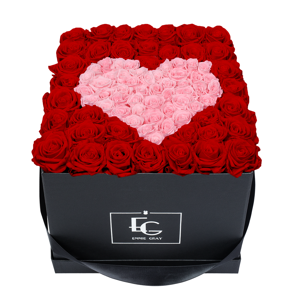 HEART SYMBOL INFINITY ROSEBOX | VIBRANT RED & BRIDAL PINK | L