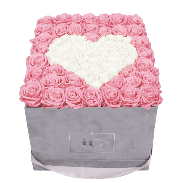 HEART SYMBOL INFINITY ROSEBOX | BRIDAL PINK & PURE WHITE | L