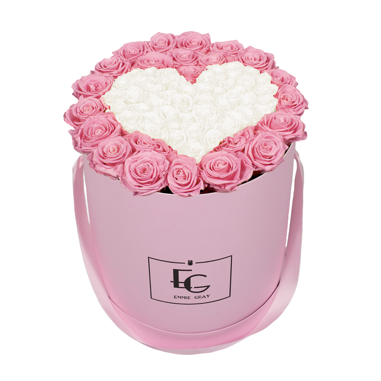HEART SYMBOL INFINITY ROSEBOX | BRIDAL PINK & PURE WHITE | L