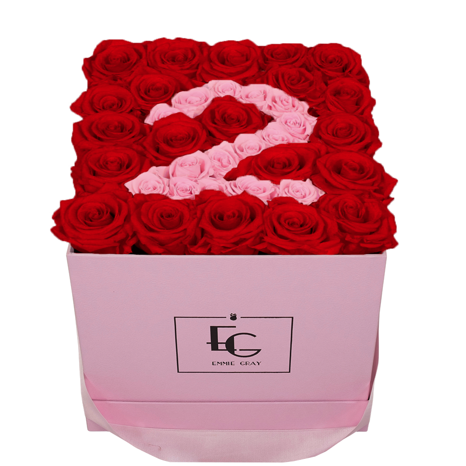 NUMBER INFINITY ROSEBOX | VIBRANT RED & BRIDAL PINK | M
