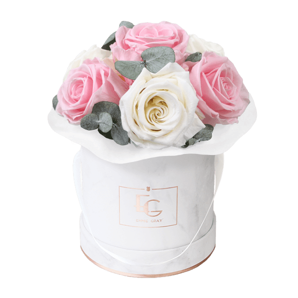 Splendid Eucalyptus Infinity Rosebox | Pure White & Bridal Pink | XS