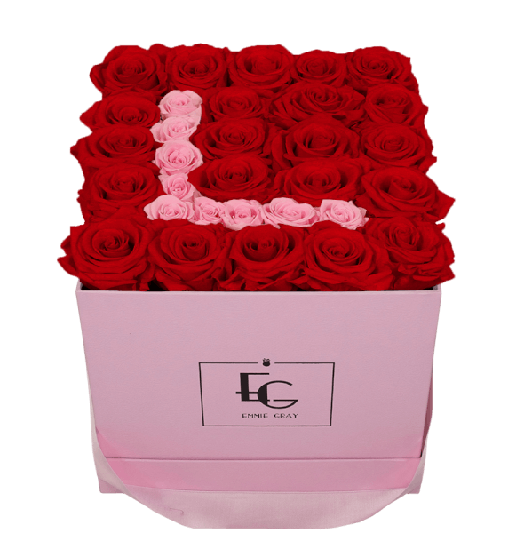 LETTER INFINITY ROSEBOX | VIBRANT RED & BRIDAL PINK | M