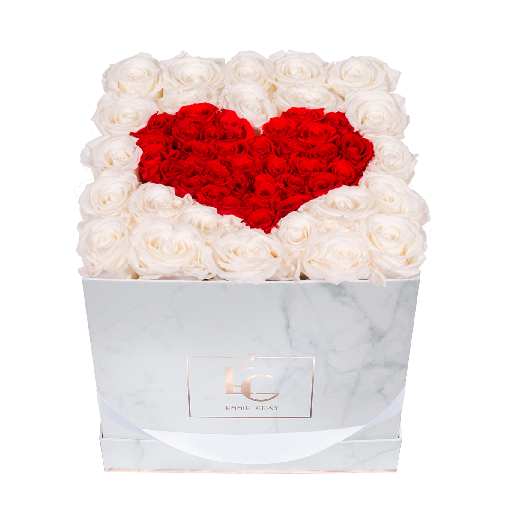Heart Symbol Infinity Rosebox | Pure White & Vibrant Red | M