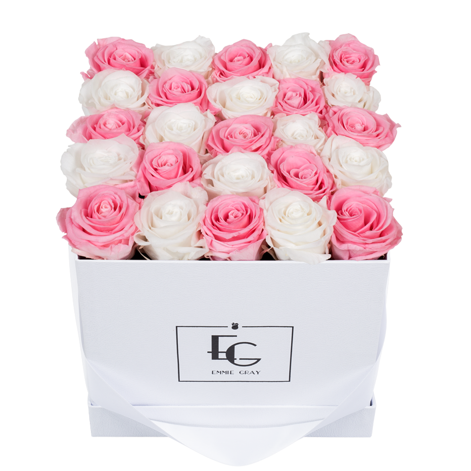 MIX INFINITY ROSEBOX | BRIDAL PINK & PURE WHITE | M