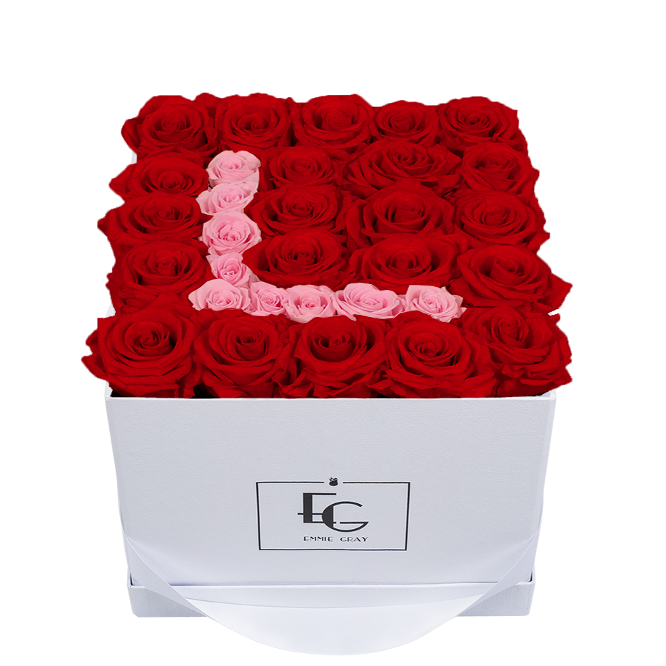 LETTER INFINITY ROSEBOX | VIBRANT RED & BRIDAL PINK | M