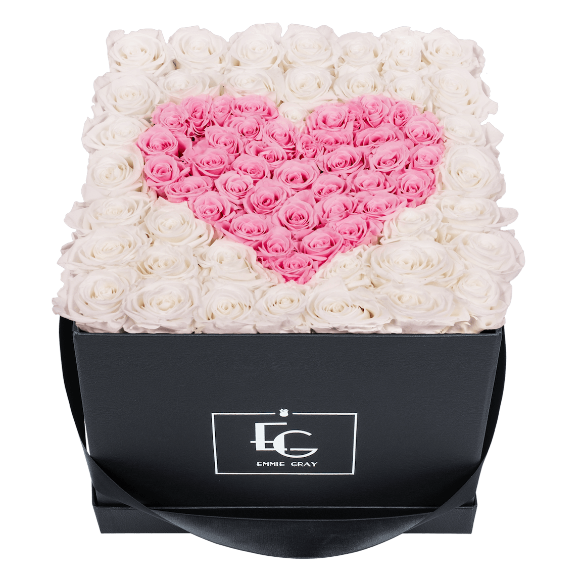 HEART SYMBOL INFINITY ROSEBOX | PURE WHITE & BRIDAL PINK | L