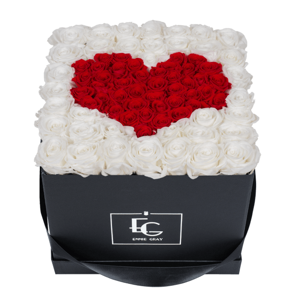 HEART SYMBOL INFINITY ROSEBOX | PURE WHITE & VIBRANT RED | L