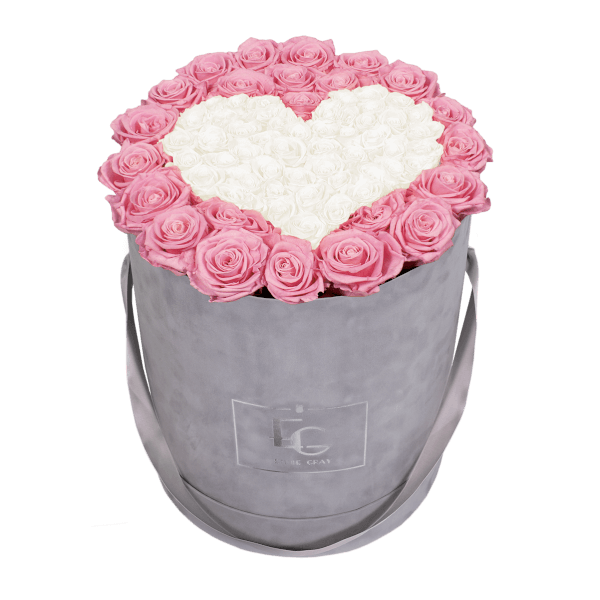 HEART SYMBOL INFINITY ROSEBOX | BRIDAL PINK & PURE WHITE | L