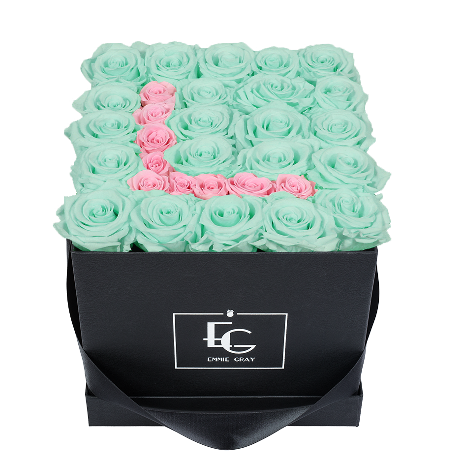 LETTER INFINITY ROSEBOX | MINTY GREEN & BRIDAL PINK | M