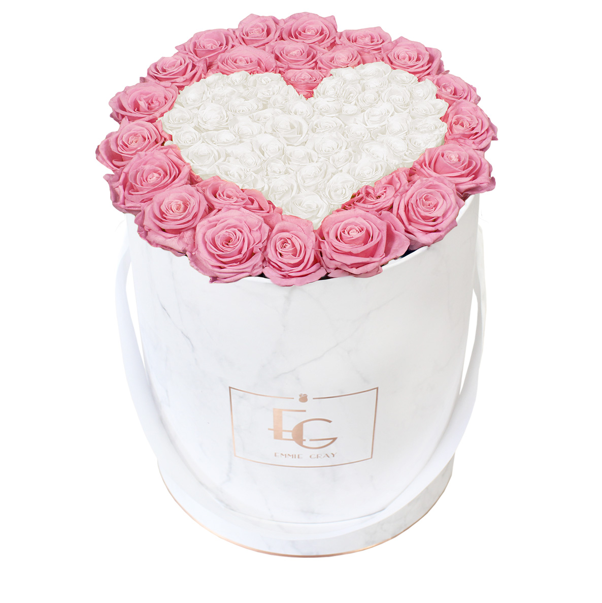 Heart Symbol Infinity Rosebox | Bridal Pink & Pure White | L
