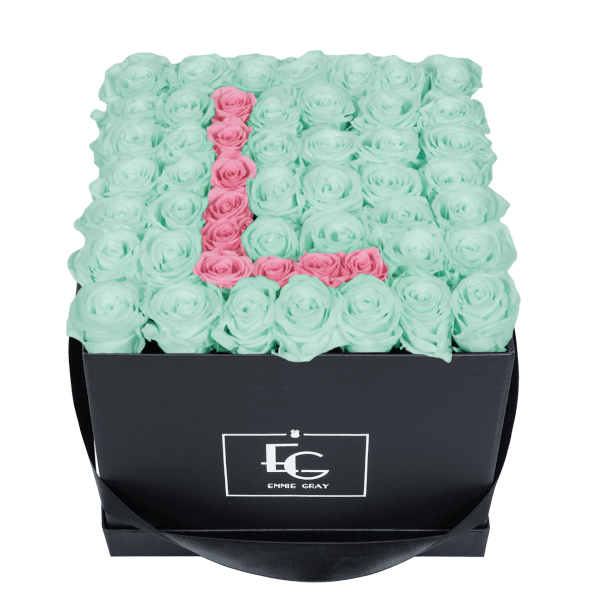 LETTER INFINITY ROSEBOX | MINTY GREEN & BRIDAL PINK | L