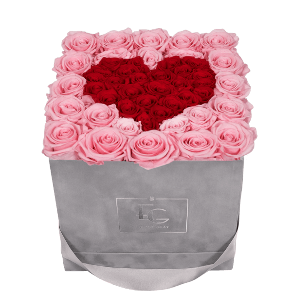 HEART SYMBOL INFINITY ROSEBOX | BRIDAL PINK & VIBRANT RED | M