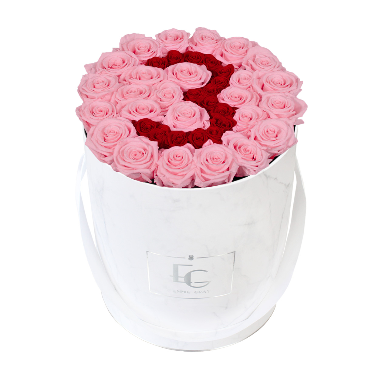 Number Infinity Rosebox | Bridal Pink & Vibrant Red | L