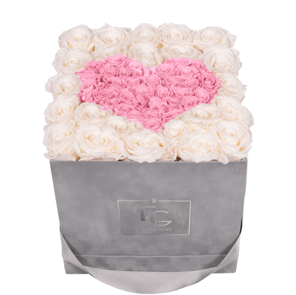 HEART SYMBOL INFINITY ROSEBOX | PURE WHITE & BRIDAL PINK | M