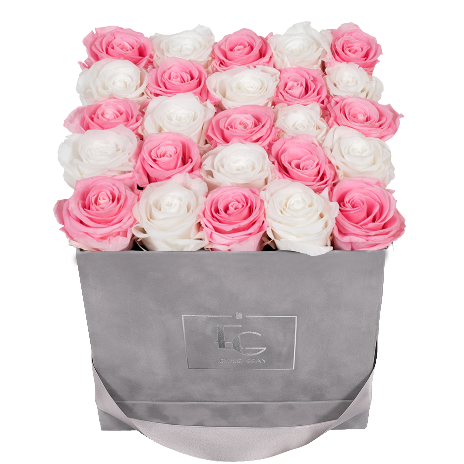MIX INFINITY ROSEBOX | BRIDAL PINK & PURE WHITE | M