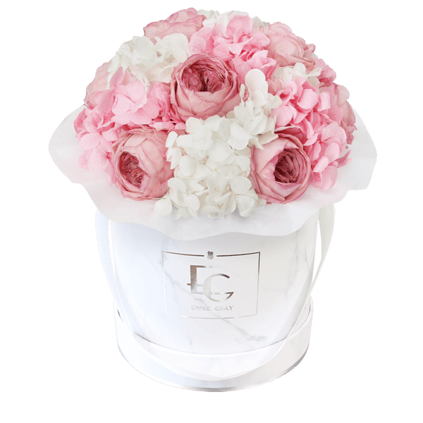 Splendid Peony Mix Infinity Rosebox | Bridal Pink & Pure White | S