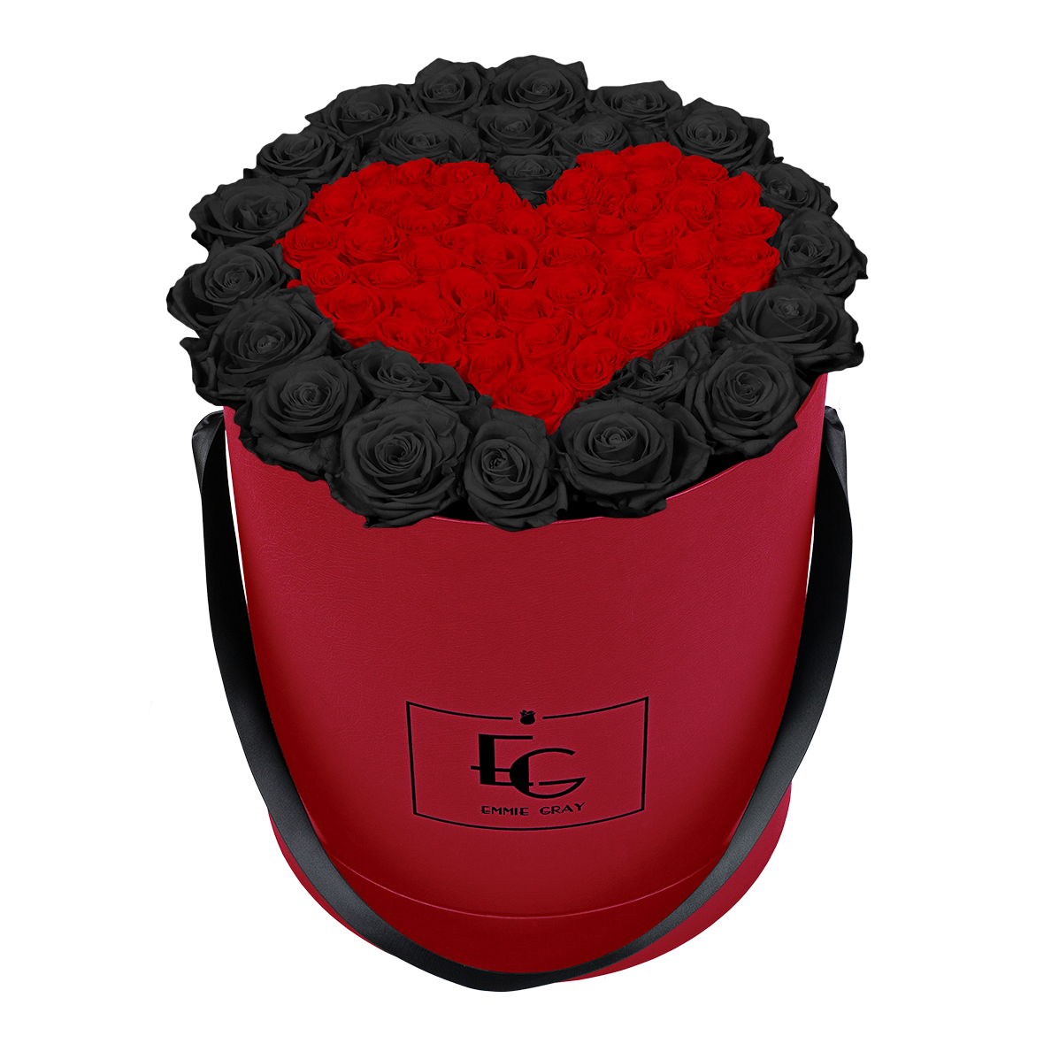 HEART SYMBOL INFINITY ROSEBOX | BLACK BEAUTY & VIBRANT RED | L