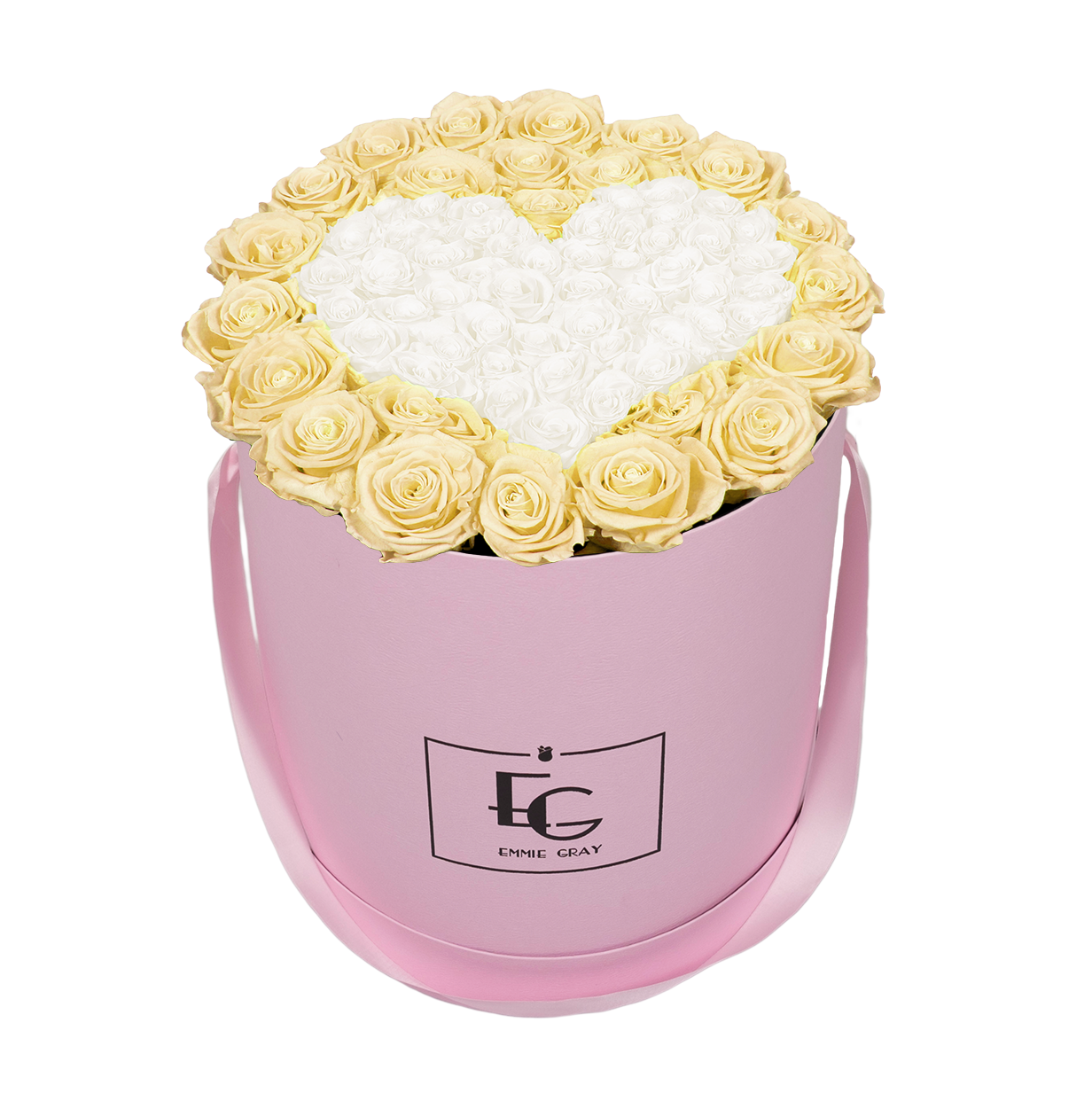 HEART SYMBOL INFINITY ROSEBOX | CHAMPAGNE & PURE WHITE | L