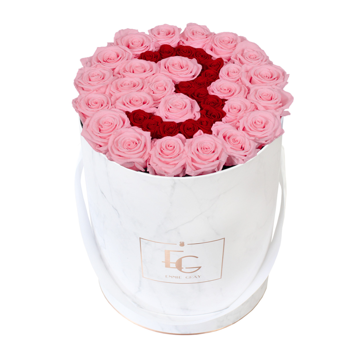 Number Infinity Rosebox | Bridal Pink & Vibrant Red | L