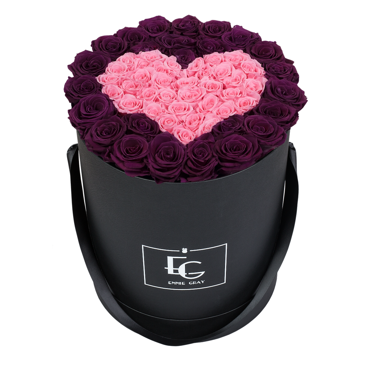 HEART SYMBOL INFINITY ROSEBOX | VELVET PLUM & BRIDAL PINK | L
