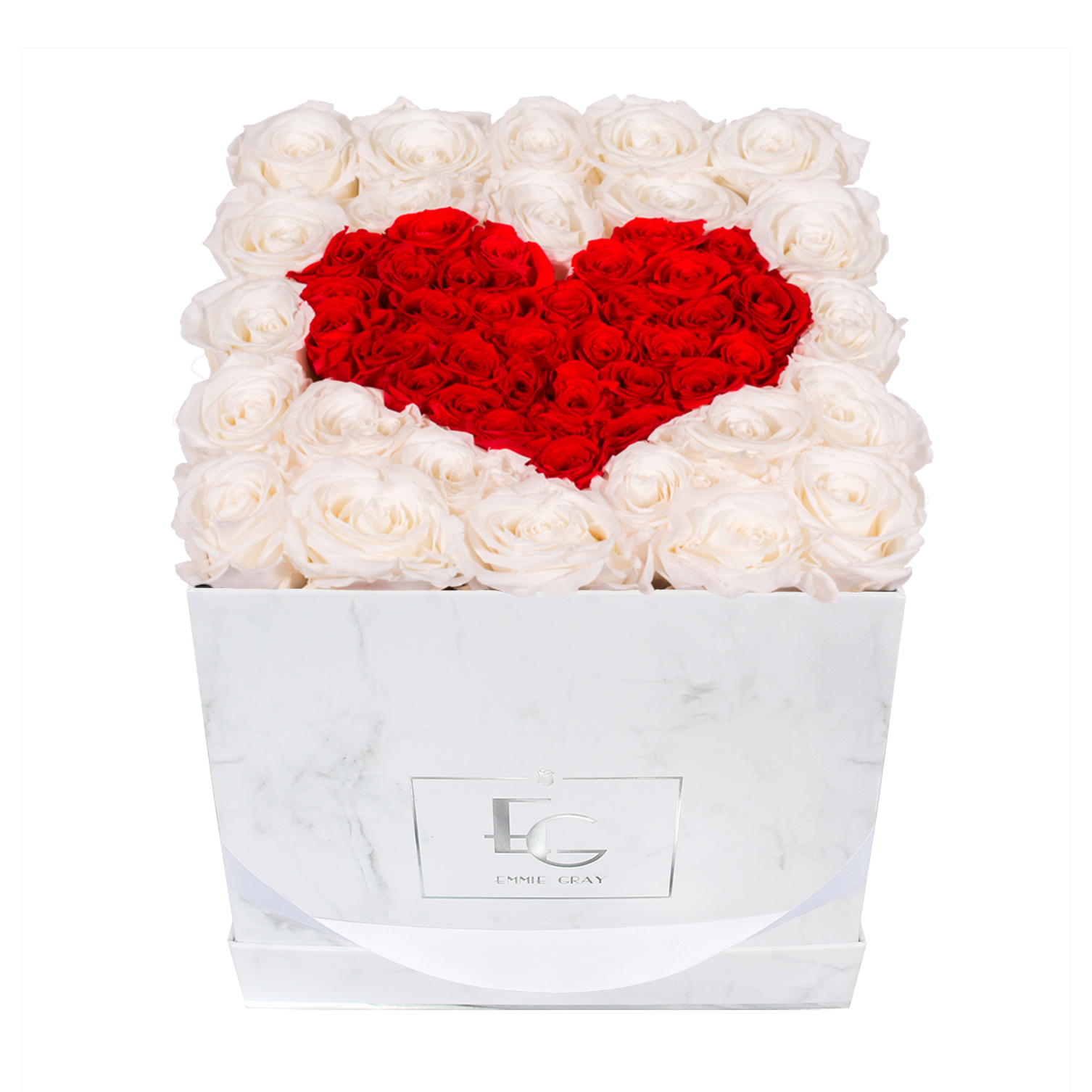 Heart Symbol Infinity Rosebox | Pure White & Vibrant Red | M