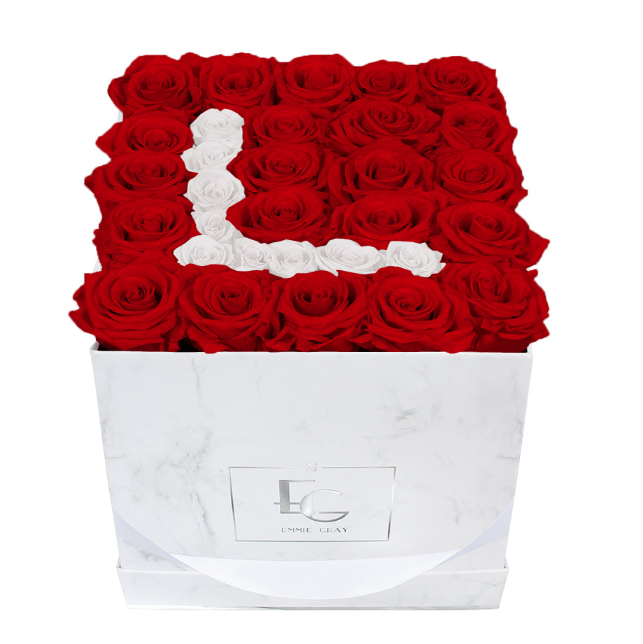 Letter Infinity Rosebox | Vibrant Red & Pure White | M