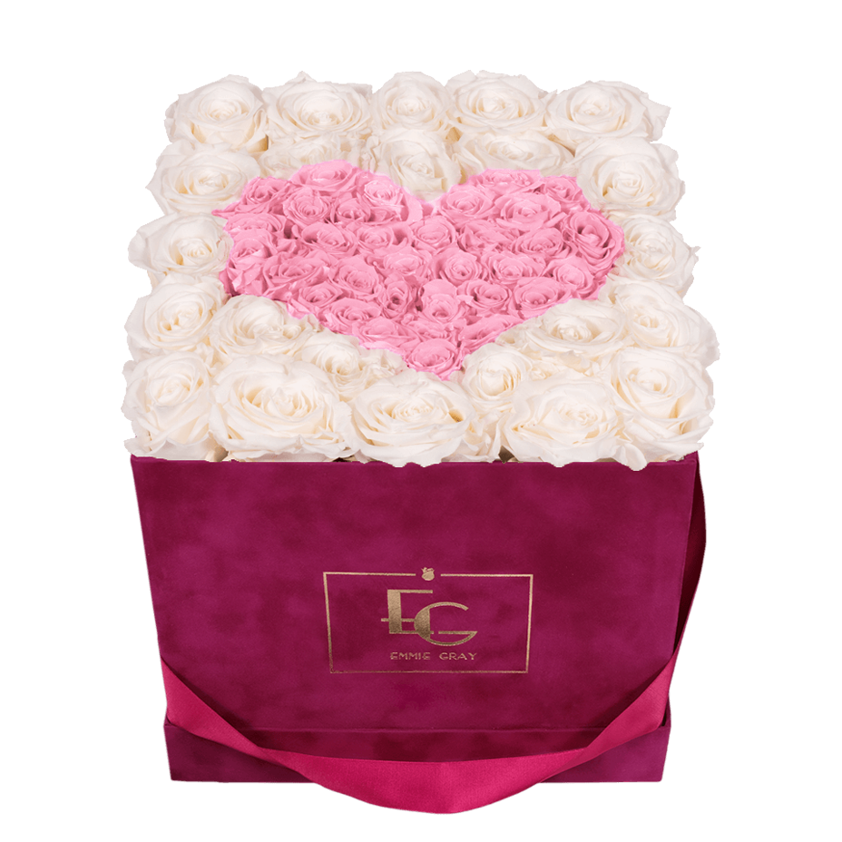 HEART SYMBOL INFINITY ROSEBOX | PURE WHITE & BRIDAL PINK | M