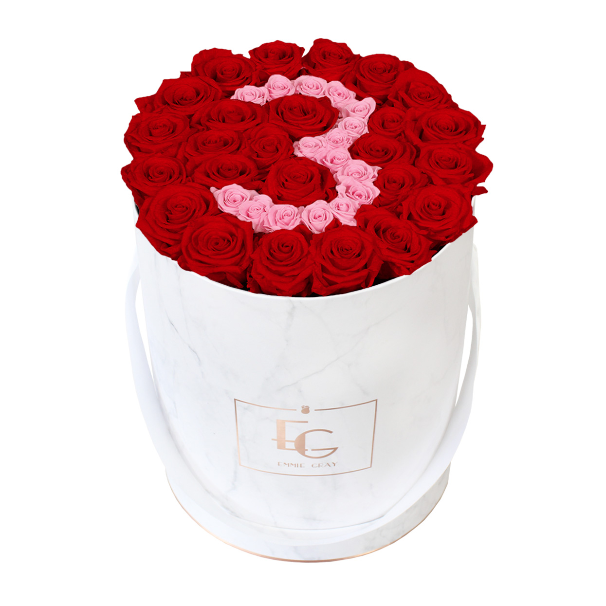 Number Infinity Rosebox | Vibrant Red & Bridal Pink| L
