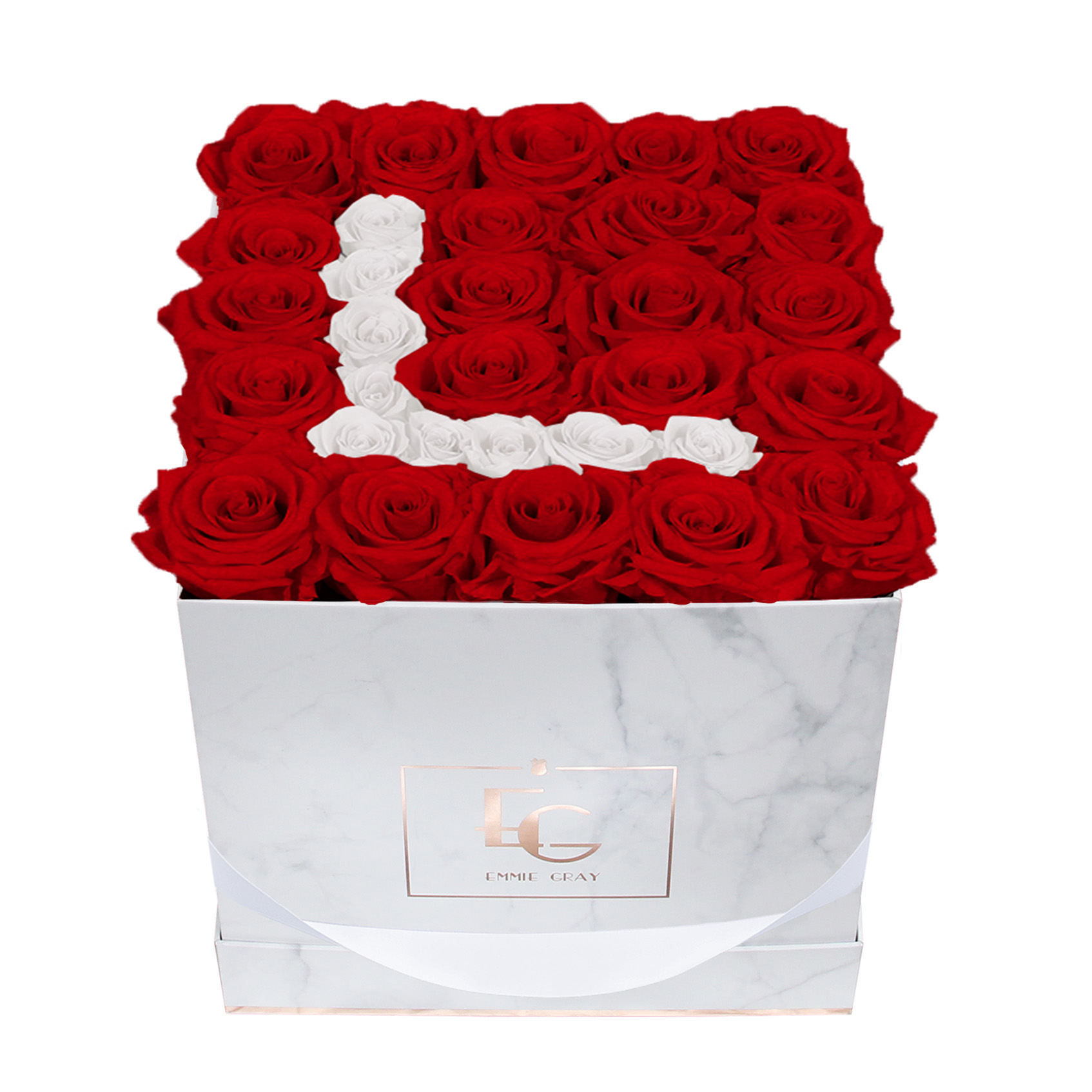 Letter Infinity Rosebox | Vibrant Red & Pure White | M