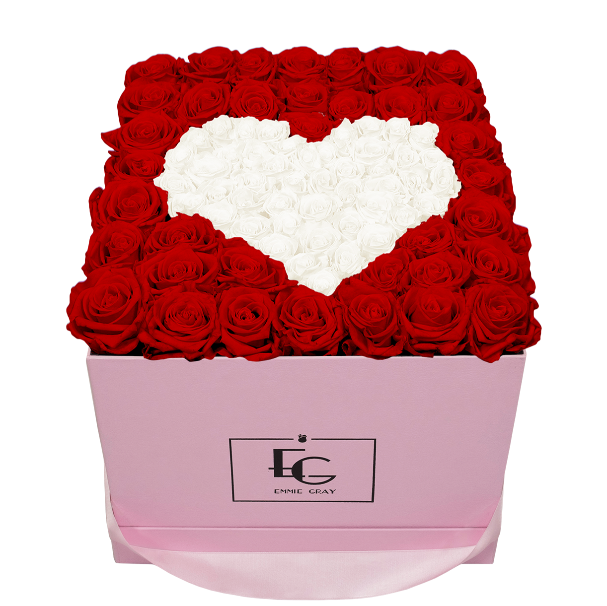 HEART SYMBOL INFINITY ROSEBOX | VIBRANT RED & PURE WHITE | L