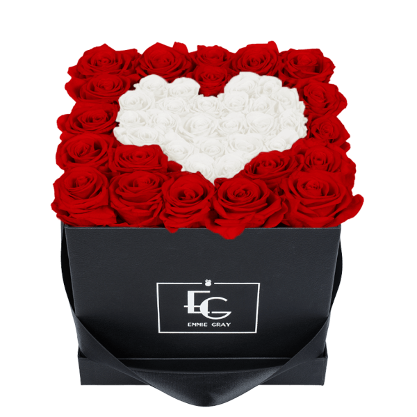 HEART SYMBOL INFINITY ROSEBOX | VIBRANT RED & PURE WHITE | M