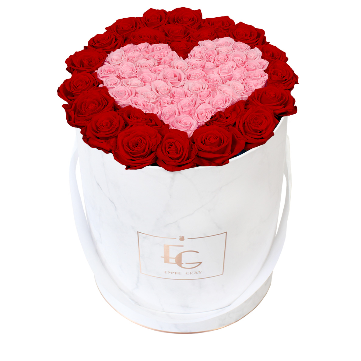 Heart Symbol Infinity Rosebox | Vibrant Red & Bridal Pink | L