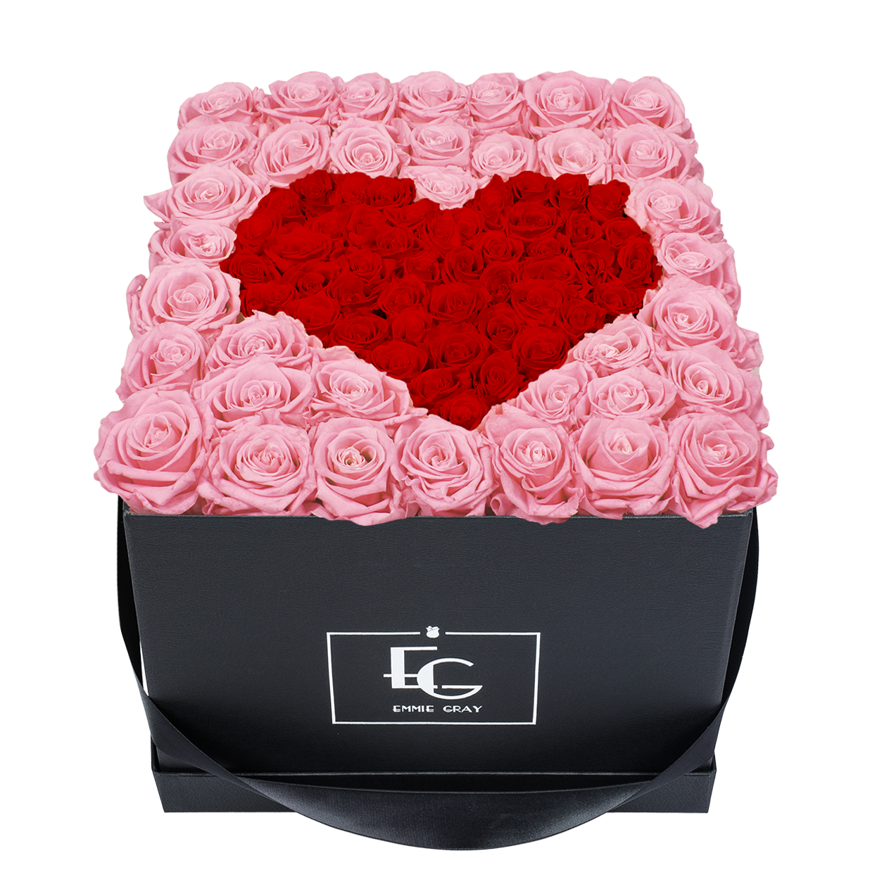 HEART SYMBOL INFINITY ROSEBOX | BRIDAL PINK & VIBRANT RED | L