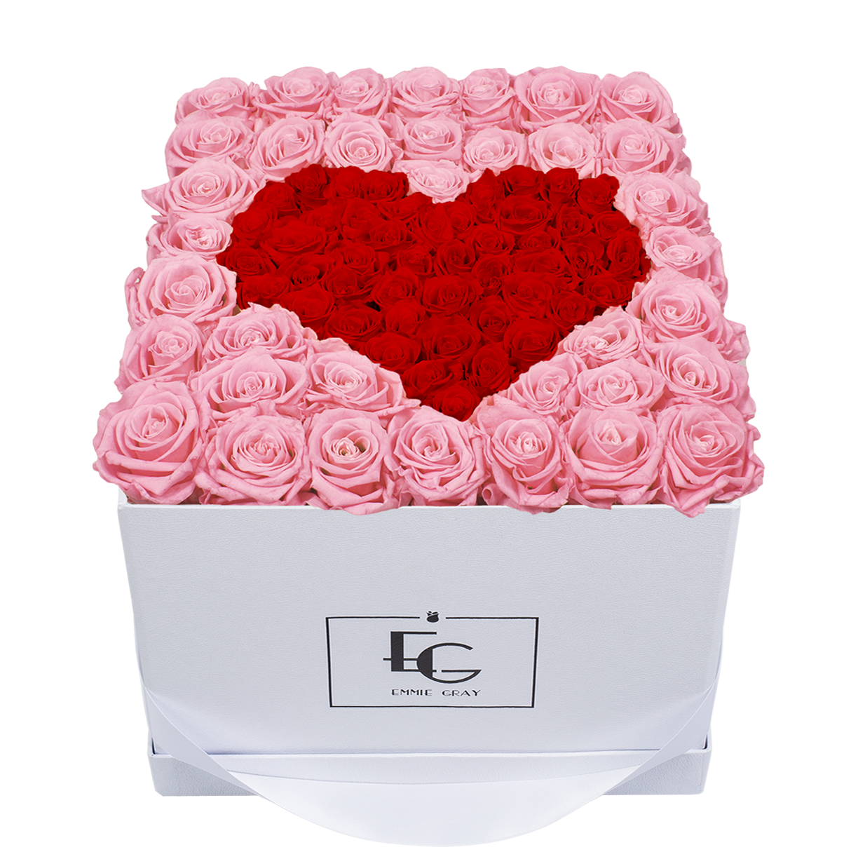 HEART SYMBOL INFINITY ROSEBOX | BRIDAL PINK & VIBRANT RED | L