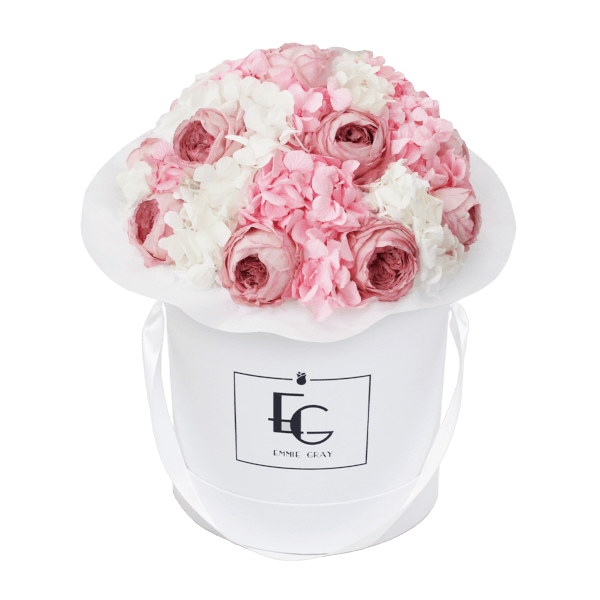 Splendid Peony Mix Infinity Rosebox | Bridal Pink & Pure White | M