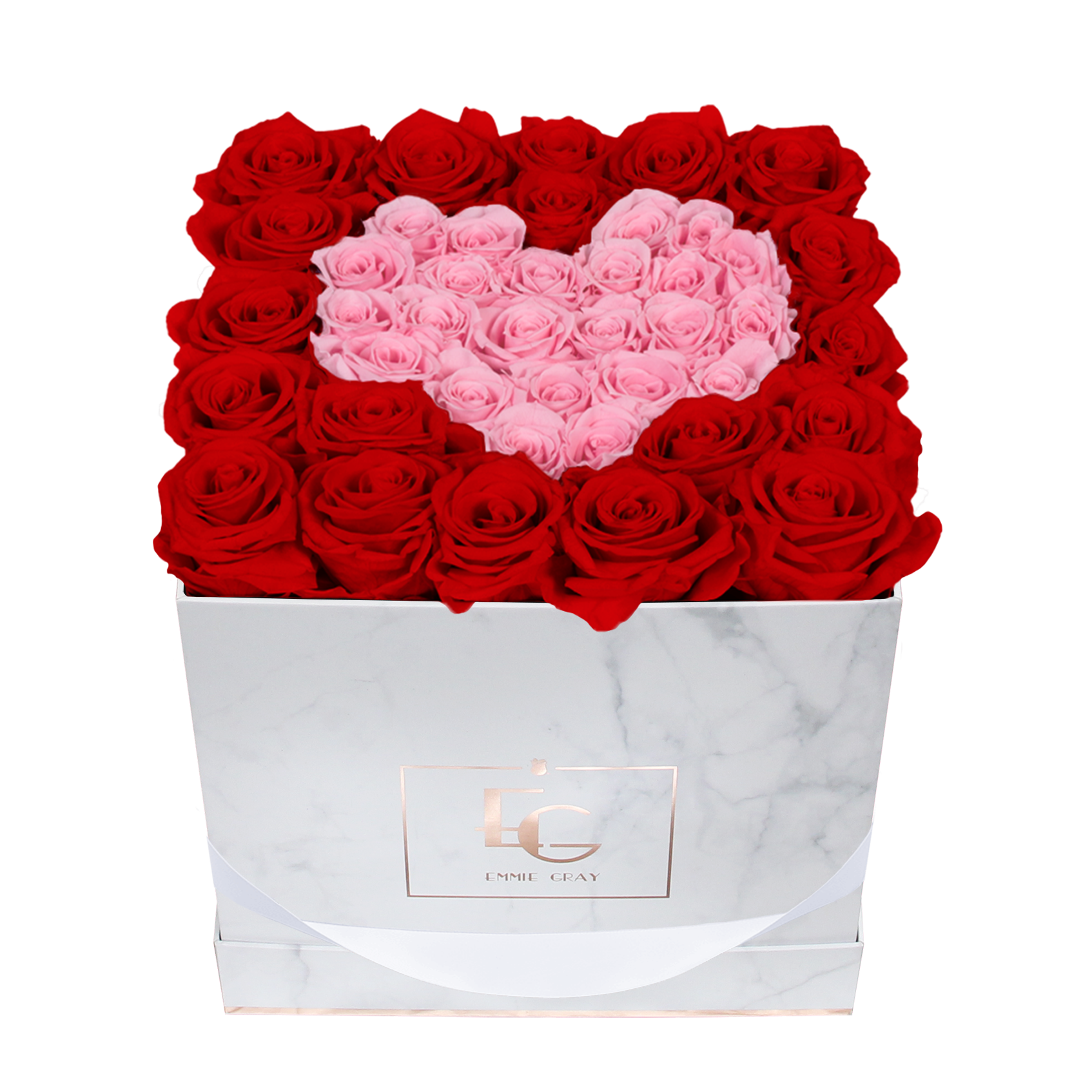 Heart Symbol Infinity Rosebox | Vibrant Red & Bridal Pink | M