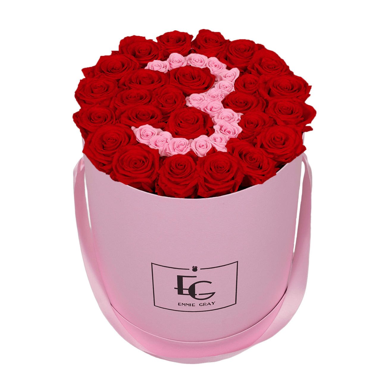 NUMBER INFINITY ROSEBOX | VIBRANT RED & BRIDAL PINK | L