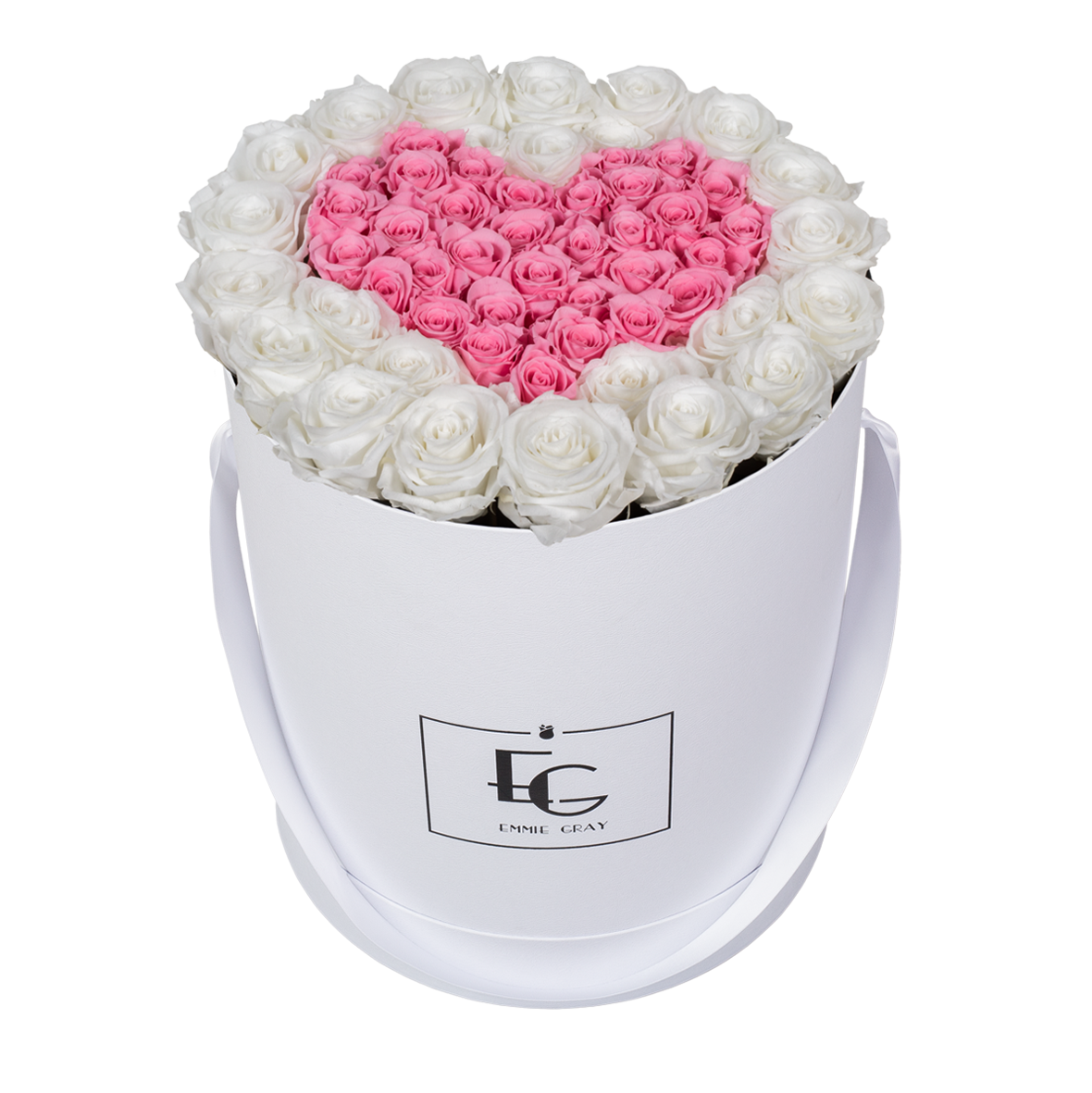 HEART SYMBOL INFINITY ROSEBOX | PURE WHITE & BRIDAL PINK | L