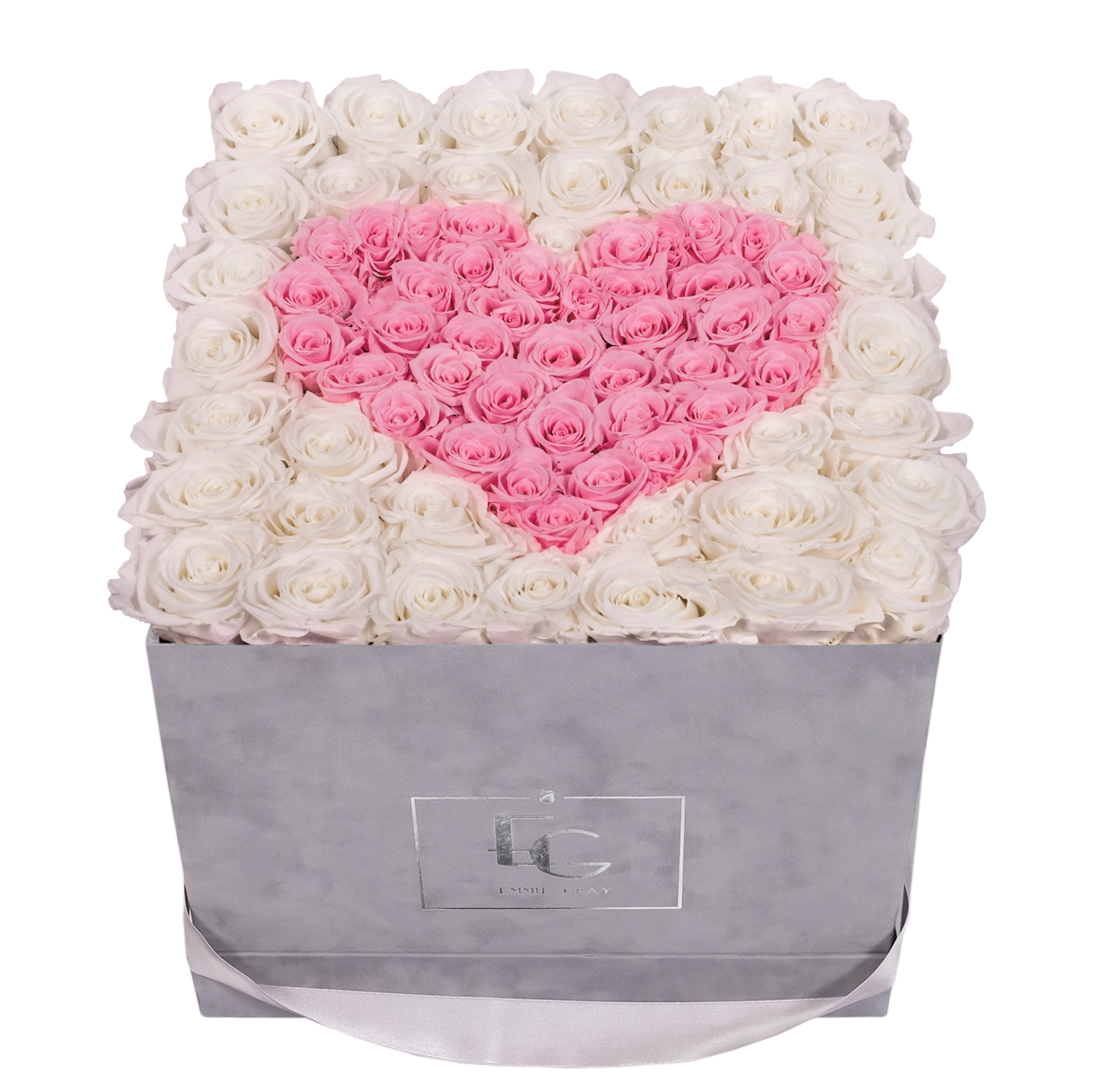 HEART SYMBOL INFINITY ROSEBOX | PURE WHITE & BRIDAL PINK | L