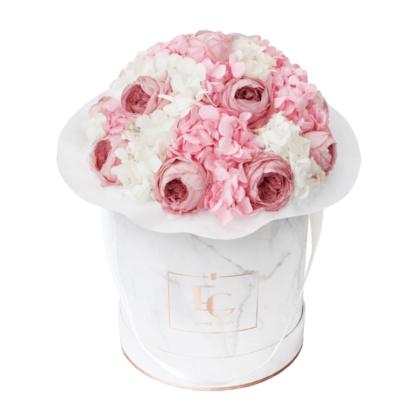 Splendid Peony Mix Infinity Rosebox | Bridal Pink & Pure White | M