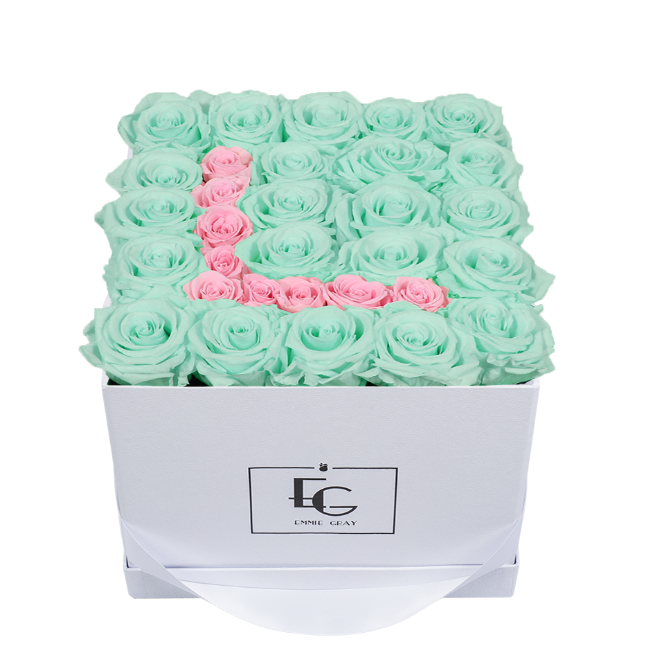 LETTER INFINITY ROSEBOX | MINTY GREEN & BRIDAL PINK | M