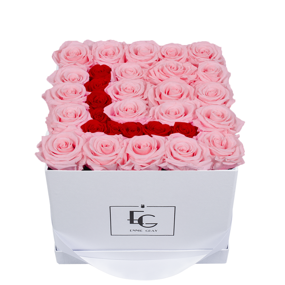 LETTER INFINITY ROSEBOX | BRIDAL PINK & VIBRANT RED | M