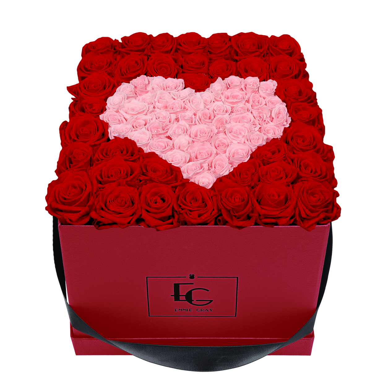 HEART SYMBOL INFINITY ROSEBOX | VIBRANT RED & BRIDAL PINK | L