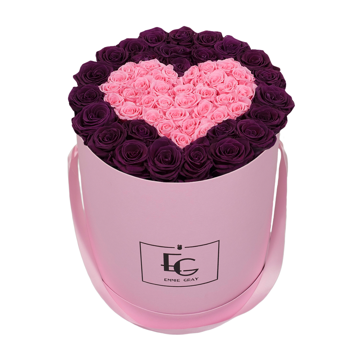 HEART SYMBOL INFINITY ROSEBOX | VELVET PLUM & BRIDAL PINK | L